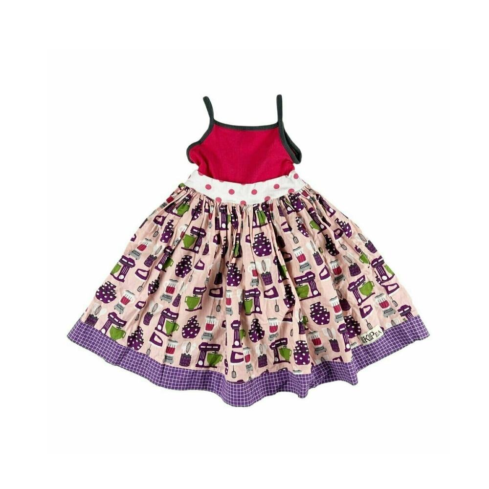 KPea Baking Bonnie Tank Dress Kitchen Cooking Print Girls Size 6